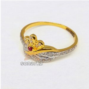 916 Hallmarked Red Diamond Flower Shaped CZ Ladies Ring