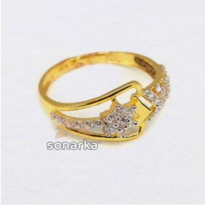 22KT CZ White Stone Gold Ladies Ring