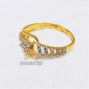 22KT CZ White Stone Gold Ladies Ring