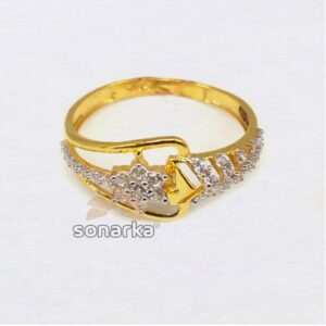 22KT CZ White Stone Gold Ladies Ring