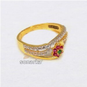 22KT CZ Pink Stone Flower Shaped Ladies Ring