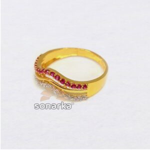 22KT Royal Pink and White Diamond CZ Ladies Ring