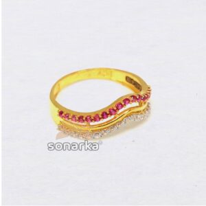 22KT Royal Pink and White Diamond CZ Ladies Ring