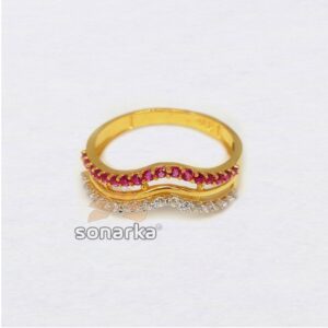 22KT Royal Pink and White Diamond CZ Ladies Ring