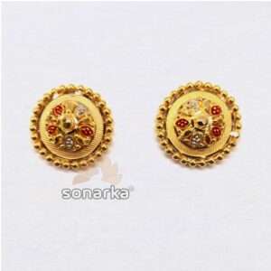 916 Plain Gold Meenakari Earrings For Ladies