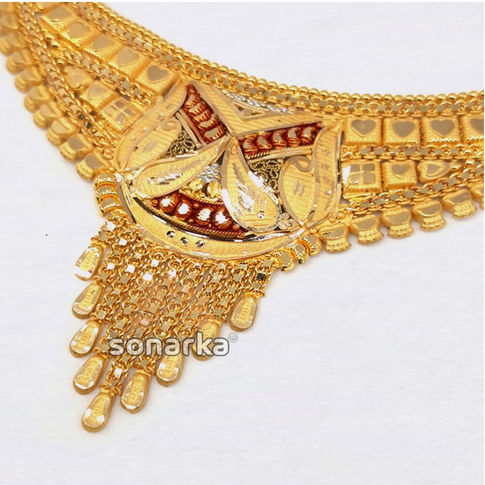 22KT Plain Gold Necklace Set For Ladies - Image 2