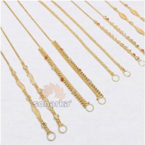 Light Weight Gold Kanser Ear Chain Designs for Ladies