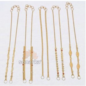 Light Weight Gold Kanser Ear Chain Designs for Ladies