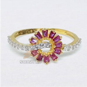 916  Ring Pink CZ Stone Trendy Design for Ladies