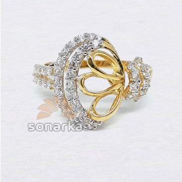 22kt CZ Diamond Gold Ring Fancy Design for Women