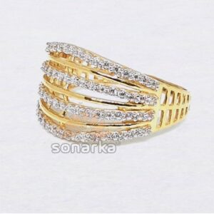 Modern Design CZ Diamond 916 Gold Ring for Ladies