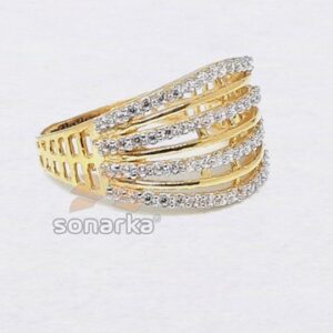 Modern Design CZ Diamond 916 Gold Ring for Ladies