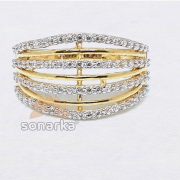 Modern Design CZ Diamond 916 Gold Ring for Ladies