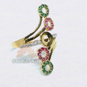 22ct Multi Color CZ Diamond Gold Ring Design for Women