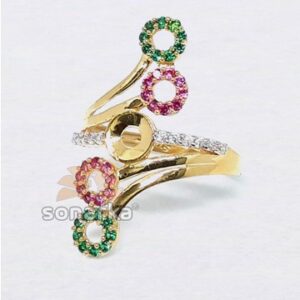 22ct Multi Color CZ Diamond Gold Ring Design for Women