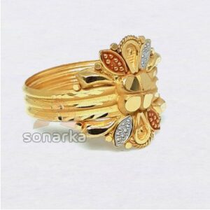 22kt Gold Hollow Triple Pipe Ring for Ladies