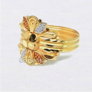 22kt Gold Hollow Triple Pipe Ring for Ladies
