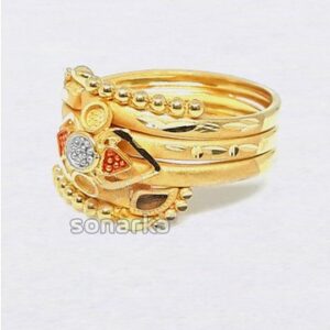 22k Fancy Gold Ring Hollow Triple Pipe Design for Ladies