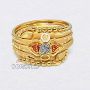 22k Fancy Gold Ring Hollow Triple Pipe Design for Ladies