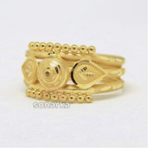 22ct 916 Yellow Gold Ladies Ring Indian Triple Pipe Fancy Kaida