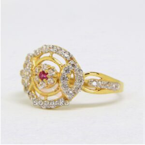 22ct Hallmarked Gold ladies Ring Studded with Cubic Zircon stones