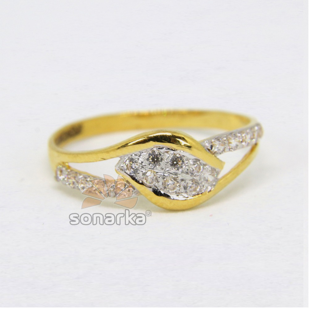 22ct 916 Gold Casting CZ Diamond Ladies Ring with Rodihum