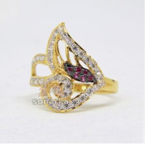 22ct Hallmarked Gold Ladies Ring Studded with CZ Stones Rodihum