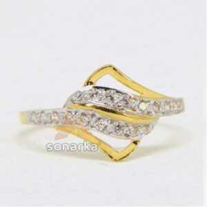 22ct Hallmarked Yellow Gold AD Diamonds Ladies Ring with Rodihum