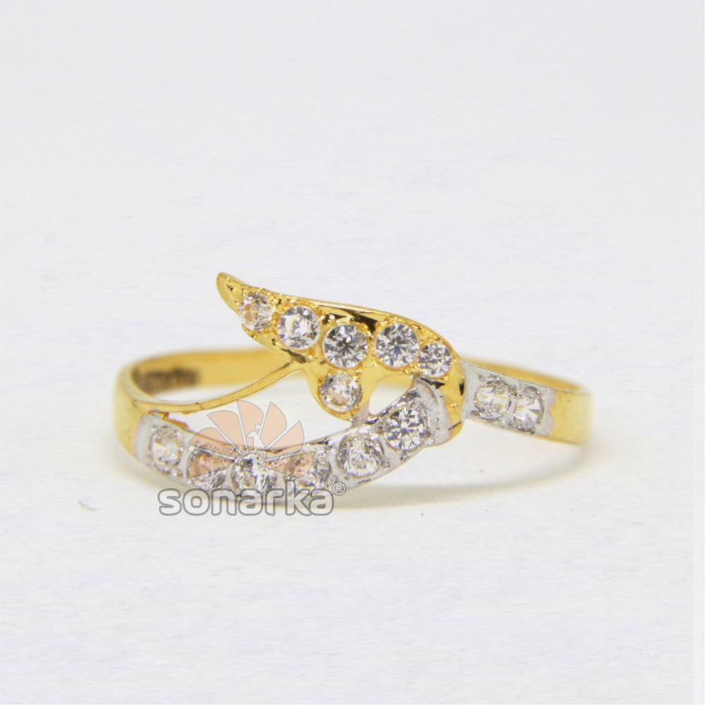 22ct Hallmarked Yellow Gold Casting CZ Diamond Ring with Rodihum