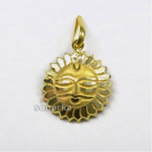 916 Hallmarked Gold Sun God Mask Surya Pendant