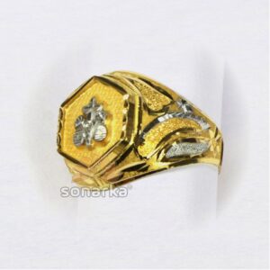 22kt Gold Gents Ring Machine Cut Nakshi Rhodium Bands