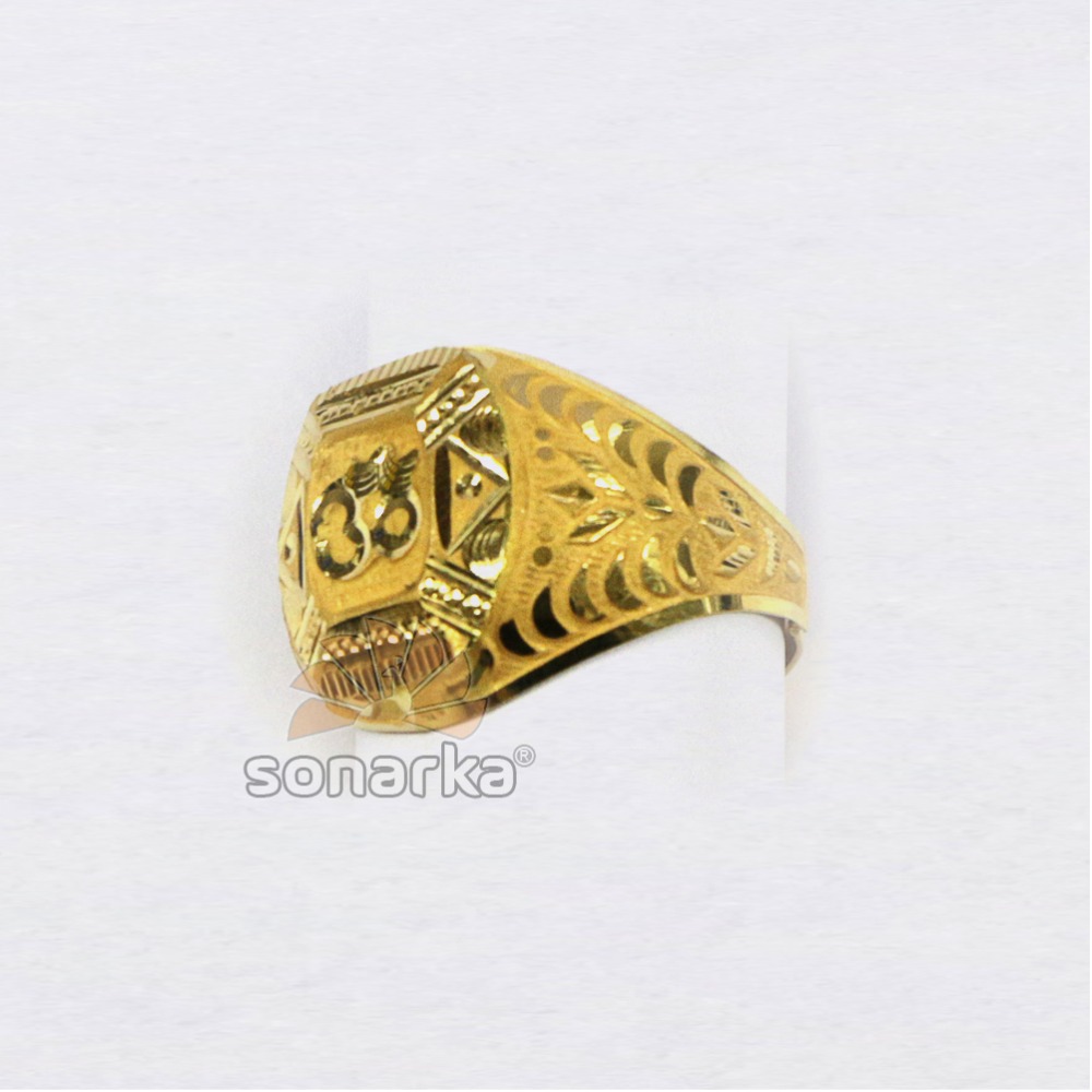 22k yellow gold gents rings with indian om design