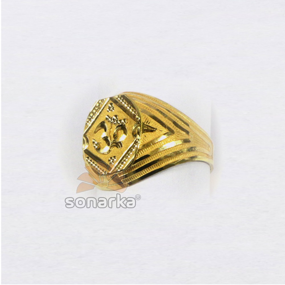 22k yellow gold gents rings with indian om design