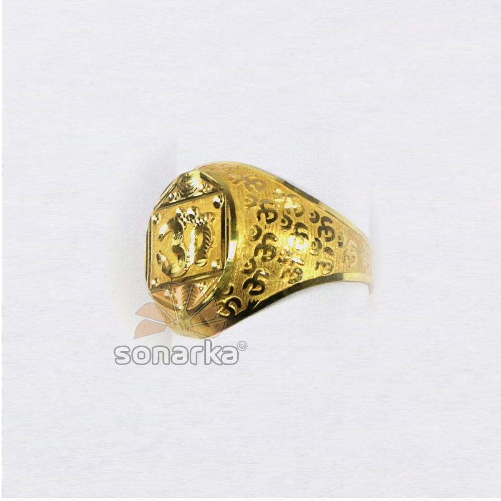 22k yellow gold gents rings with indian om design