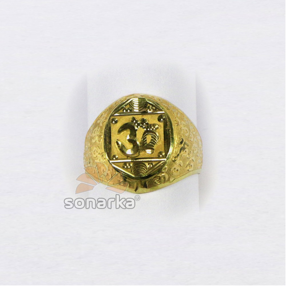 22k yellow gold gents rings with indian om design