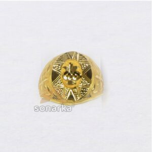 916 Yellow Gold Gents Ring Machine Cut Nakshi Round Head