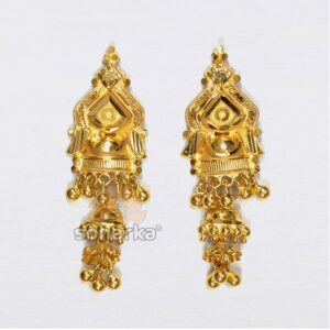 Hanging 22k Yellow Gold Hoop Womens Earrings