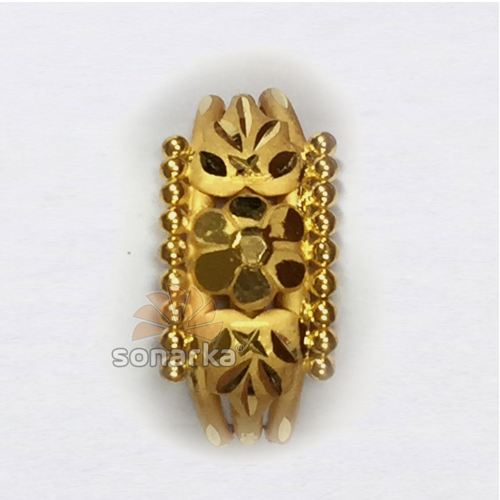 22k Yellow Gold Ball Pipe Ladies Ring indian design