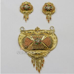 22k gold kalkutti Pendent Set with minakari