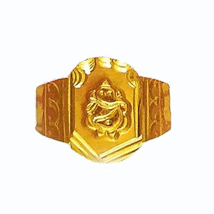 22k gold ganesh design ring for men