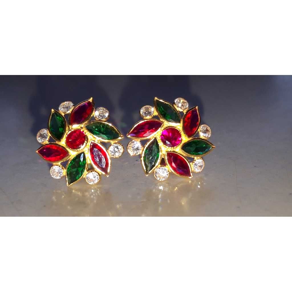 22kt Gold Colorful Stone Butti