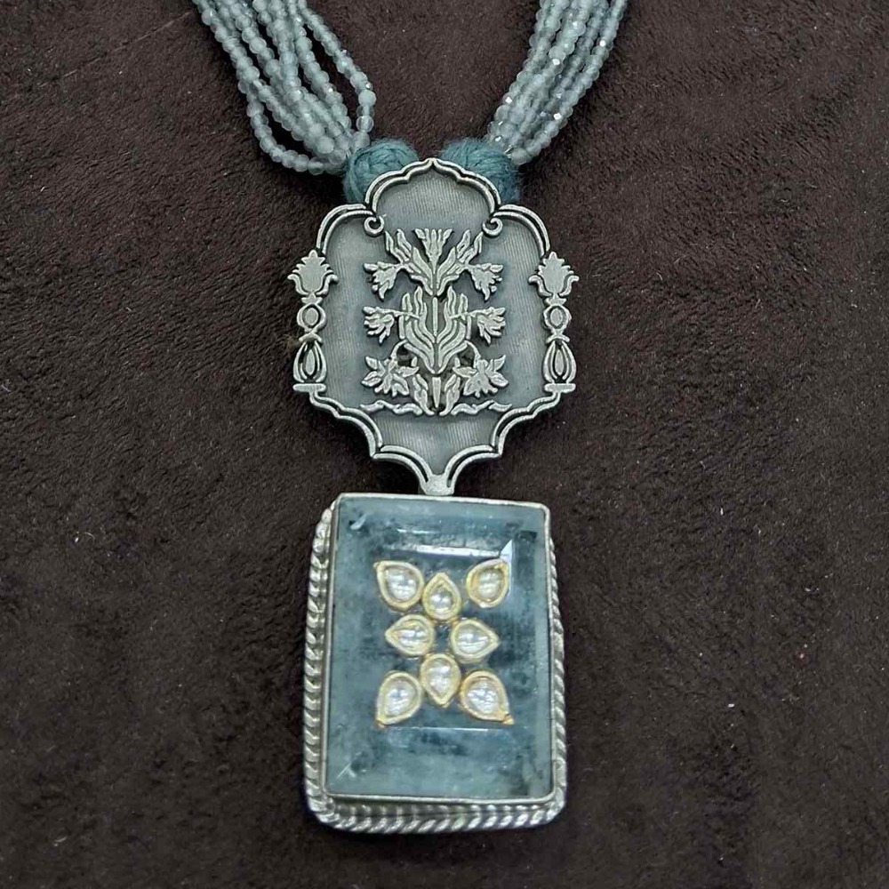 925 Sterling silver Turquoise Pendant kundan antique necklace