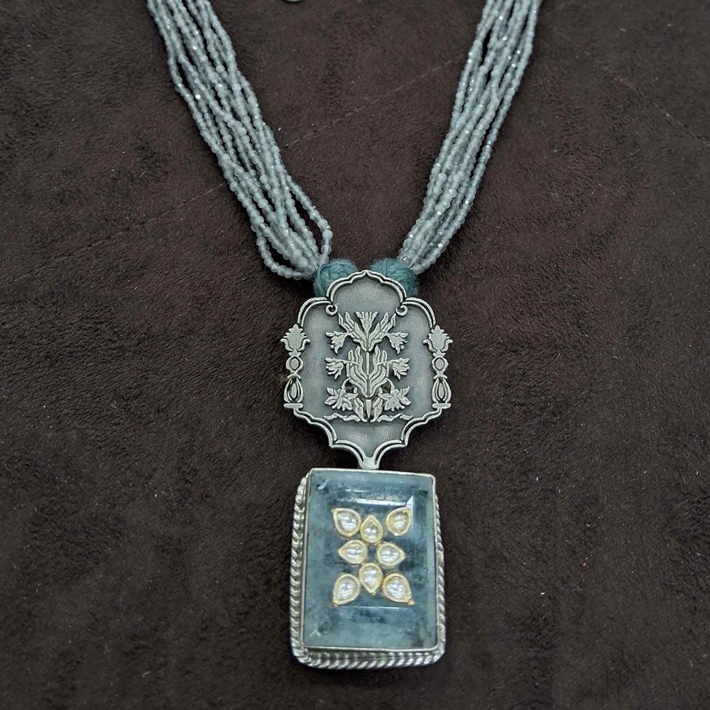 925 Sterling silver Turquoise Pendant kundan antique necklace