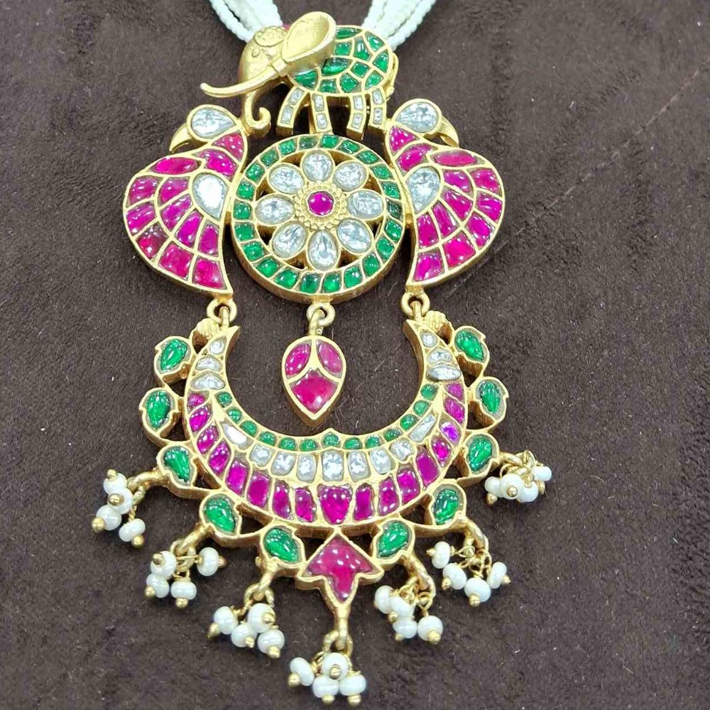 925 Sterling Silver 18k Gold Plated Multi Stone/ kundan Necklace Set