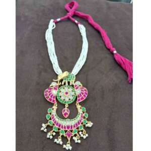 925 Sterling Silver 18k Gold Plated Multi Stone/ kundan Necklace Set