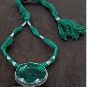 925 Sterling Silver green Stone Tribal Chokar Antique Necklace set