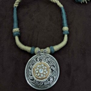 925 Sterling silver Tribal Chokar oxidized pendant set for Ladies