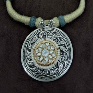 925 Sterling silver Tribal Chokar oxidized pendant set for Ladies