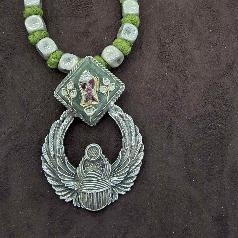 925 Sterling silver Tribal Choker Oxidized Pendant for ladies STS0016