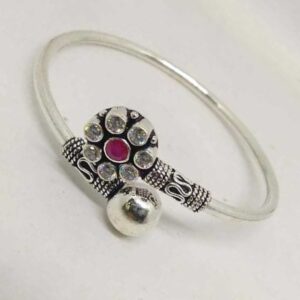 925   silver    rani color stone & diamond  bracelet for ladies